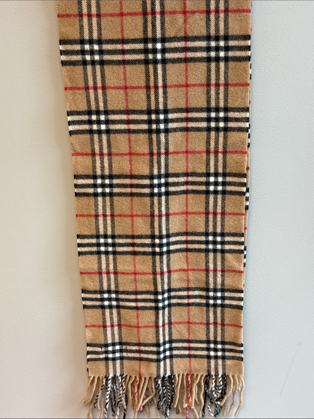 Burberry Nova Check Lambswool Scarf Made in England Camel Plaid 74" x 11.5" - Picture 2 of 6
